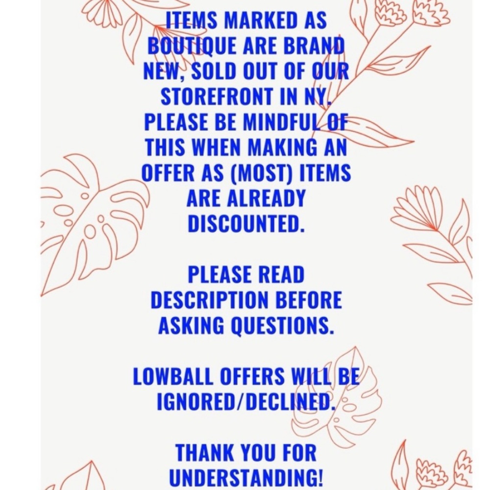 BOUTIQUE DESIGNER BRAND NEW ITEMS